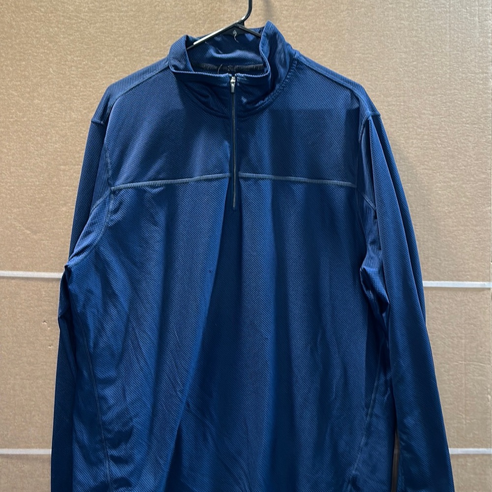 NWOT Calvin Klein Blue 1/2 Zip Pullover Long Sleeve Blue Shirt Mens Large